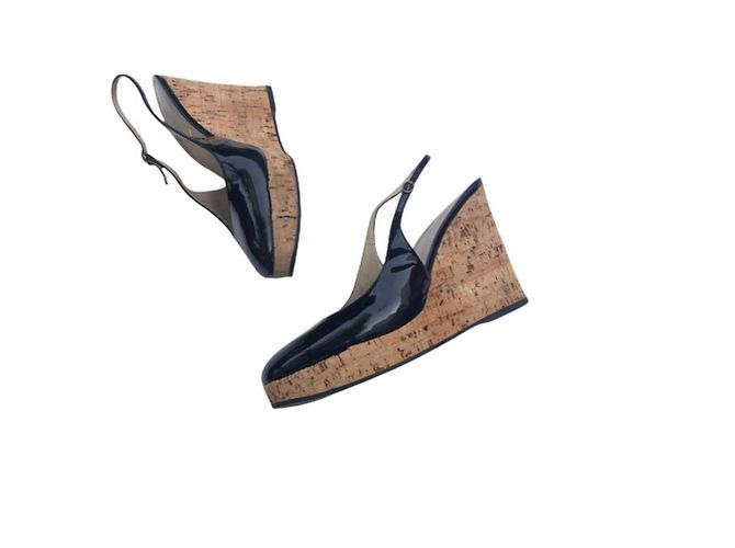 Décolleté slingback con plateau Yves Saint Laurent 38 aggiungi verni Nero - vista 5