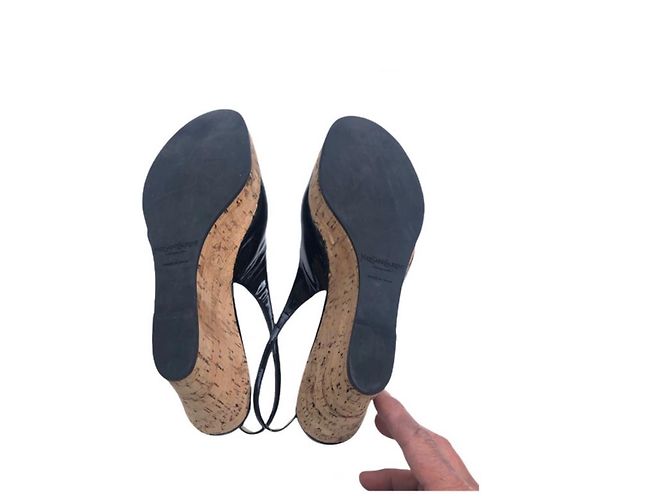 Décolleté slingback con plateau Yves Saint Laurent 38 aggiungi verni Nero - vista 6