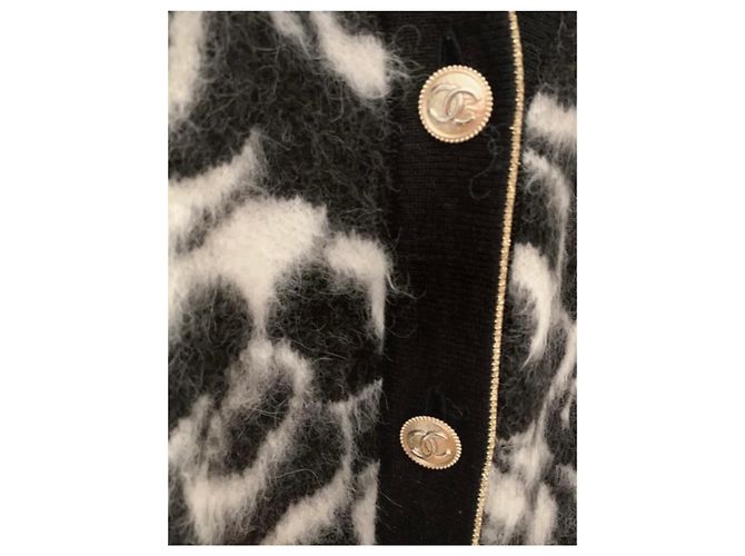 Chanel FW20/21 ABRIGO/PUNTO/CHAQUETA DE ALPACA Negro Blanco - vista 4