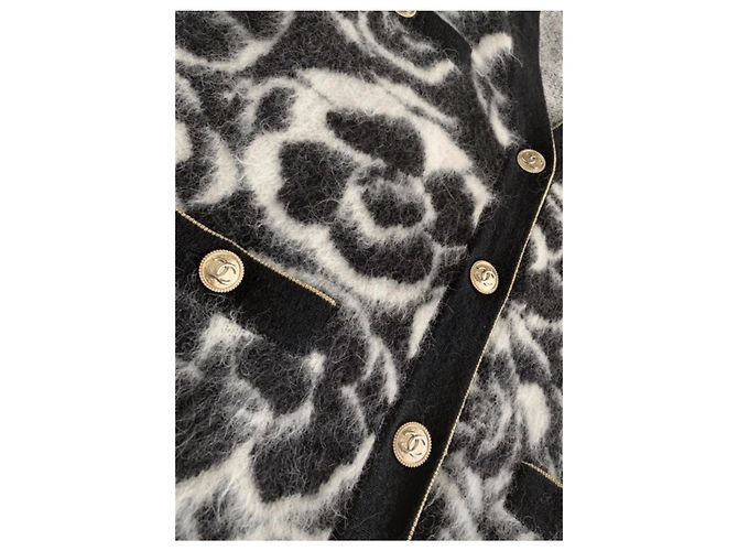 Chanel FW20/21 ABRIGO/PUNTO/CHAQUETA DE ALPACA Negro Blanco - vista 5