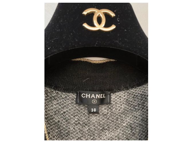 Chanel FW20/21 ABRIGO/PUNTO/CHAQUETA DE ALPACA Negro Blanco - vista 6