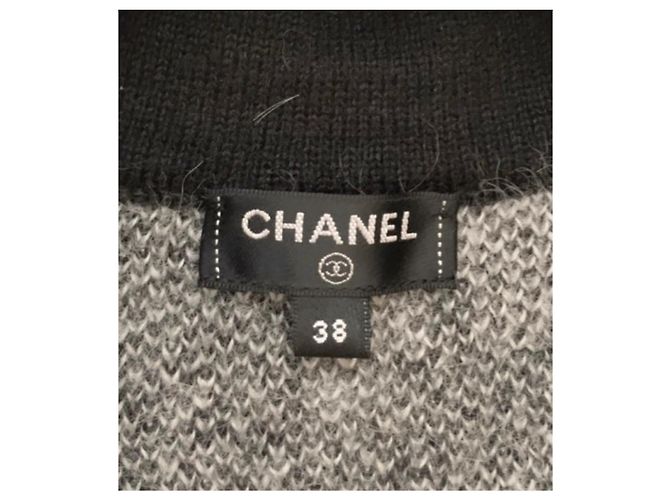 Chanel FW20/21 ABRIGO/PUNTO/CHAQUETA DE ALPACA Negro Blanco - vista 8