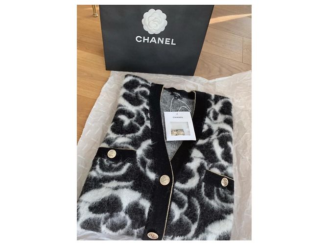 Chanel FW20/21 ABRIGO/PUNTO/CHAQUETA DE ALPACA Negro Blanco - vista 9