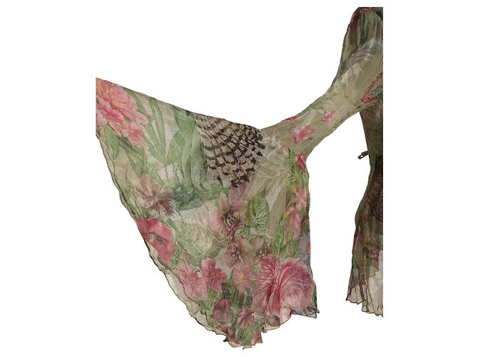 Roberto Cavalli 100% Camicetta di seta Rosa Verde chiaro - vista 5