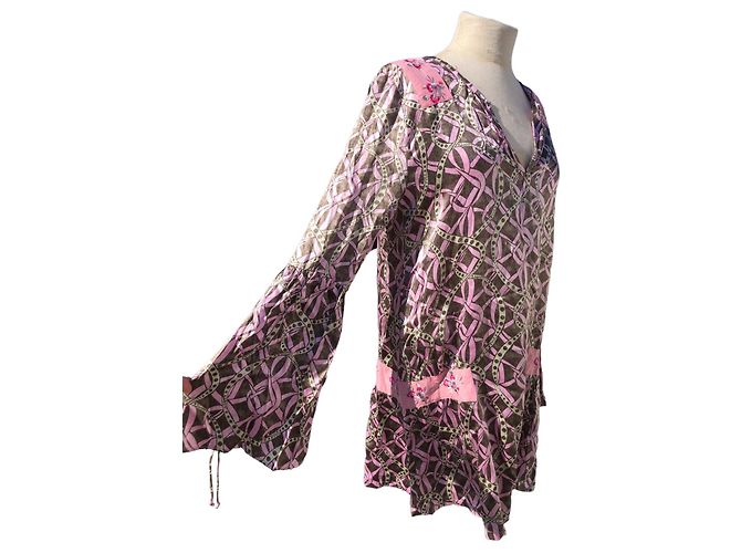 Autre Marque Kleid aus Seide von Custo Pink Hellbraun - Ansicht 2