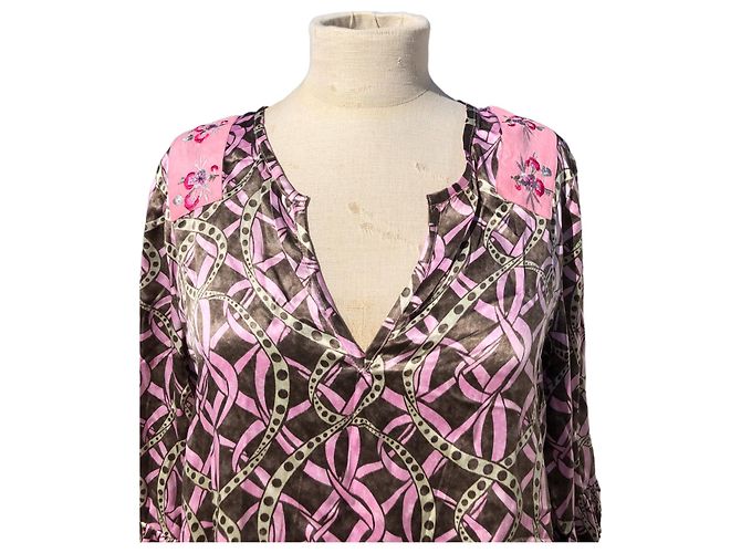 Autre Marque Kleid aus Seide von Custo Pink Hellbraun - Ansicht 4