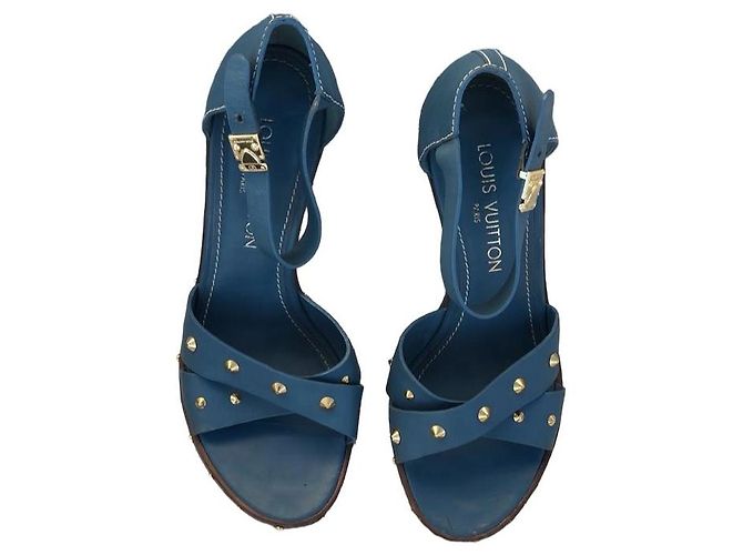 Louis Vuitton Blaue High Heels aus Suhali-Leder von LV - Ansicht 9