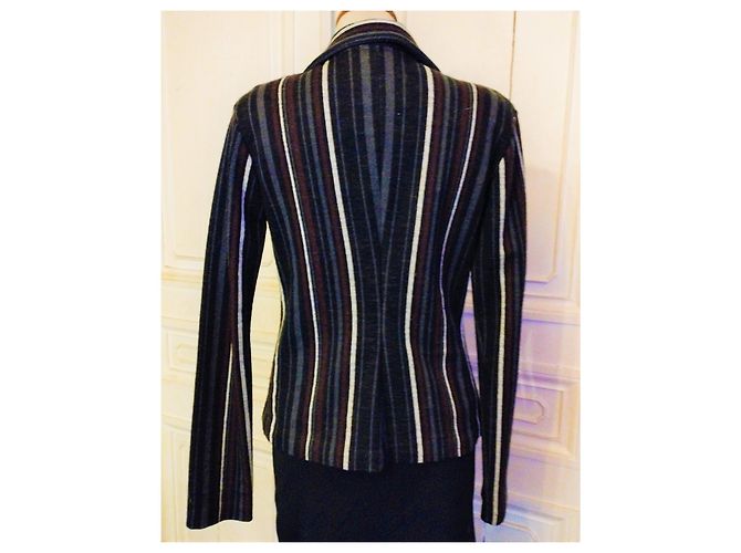 Autre Marque AGNES B TRENDIGE JACKE BAYADERE WOLLE T2 ODER T 40 Mehrfarben - Ansicht 3