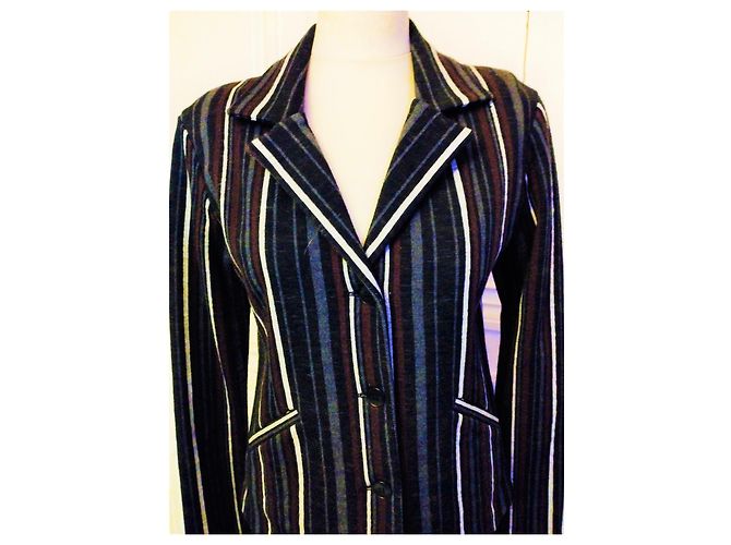 Autre Marque AGNES B TRENDIGE JACKE BAYADERE WOLLE T2 ODER T 40 Mehrfarben - Ansicht 5