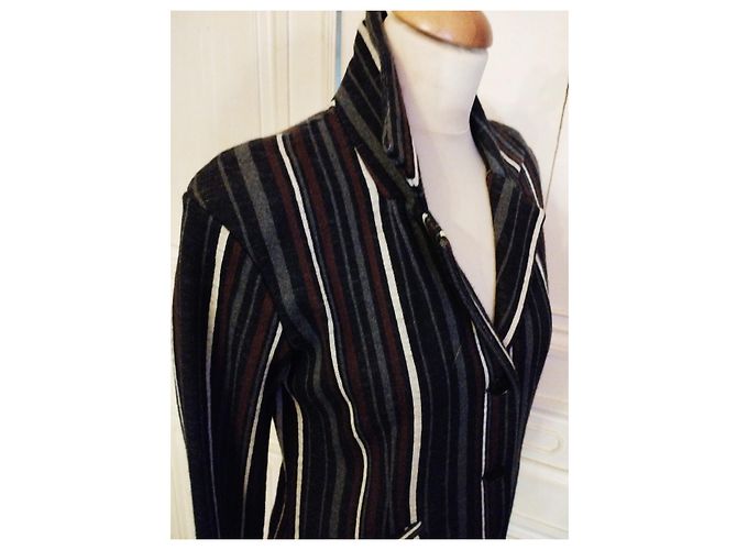 Autre Marque AGNES B TRENDIGE JACKE BAYADERE WOLLE T2 ODER T 40 Mehrfarben - Ansicht 6