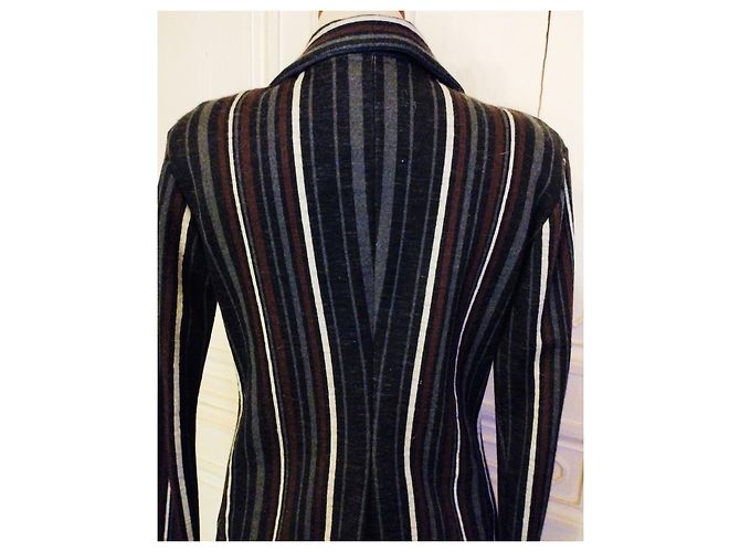 Autre Marque AGNES B TRENDIGE JACKE BAYADERE WOLLE T2 ODER T 40 Mehrfarben - Ansicht 7