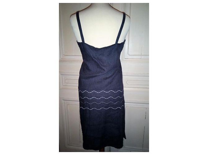Agnès b. AGNES B GEWELLTES LEINENKLEID KLEID T 36 Anthrazitgrau - Ansicht 3
