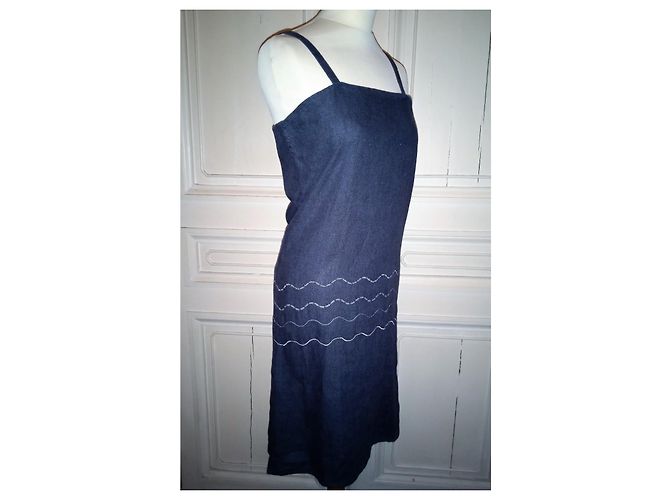 Agnès b. AGNES B GEWELLTES LEINENKLEID KLEID T 36 Anthrazitgrau - Ansicht 4