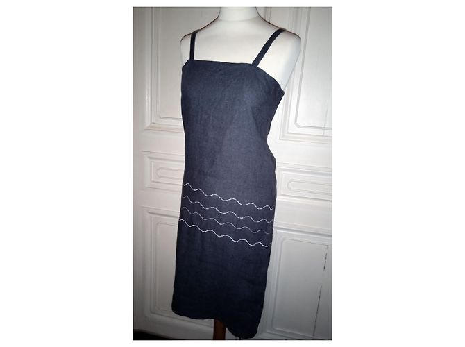 Agnès b. AGNES B GEWELLTES LEINENKLEID KLEID T 36 Anthrazitgrau - Ansicht 5