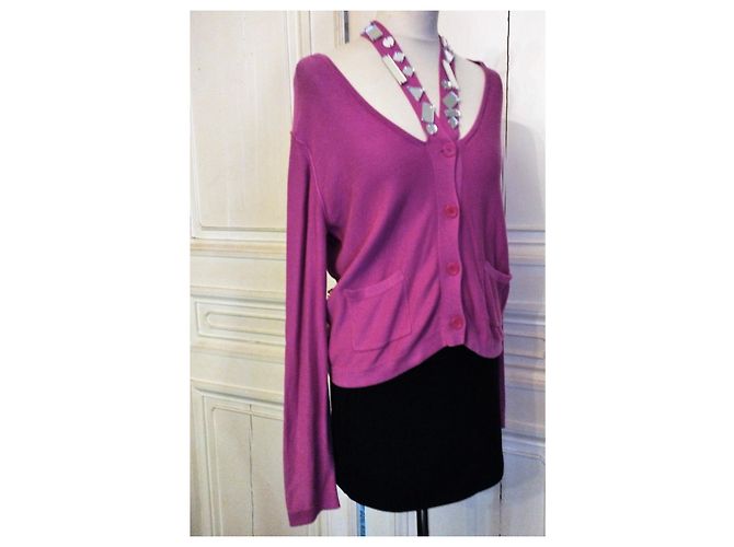SONIA RYKIEL PULLOVER WESTE POP-KRAGEN GLASSTREIFEN T 42/46 Pink - Ansicht 2