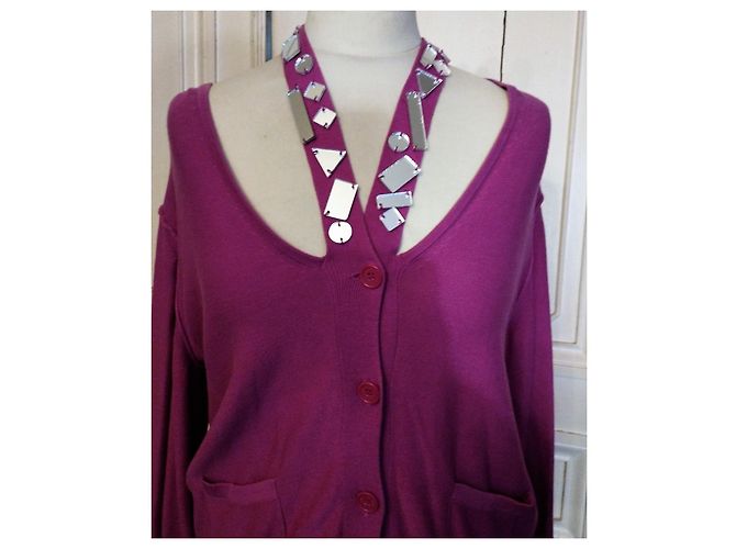 SONIA RYKIEL PULLOVER WESTE POP-KRAGEN GLASSTREIFEN T 42/46 Pink - Ansicht 5
