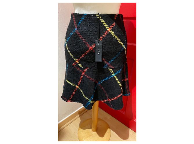 Falda CAROLL de rayas negra Talla 34 Multicolor - vista 2