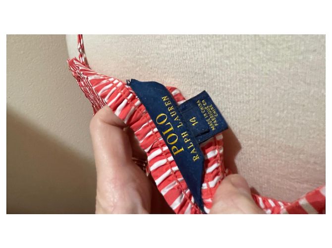 Polo Ralph Lauren Kleid aus Baumwolle Rot Weiß Gestreift - Ansicht 4
