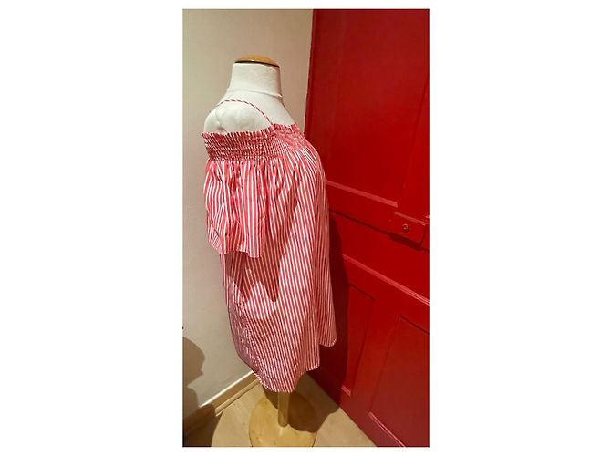 Polo Ralph Lauren Kleid aus Baumwolle Rot Weiß Gestreift - Ansicht 5
