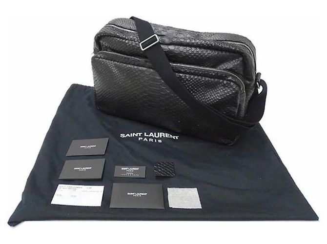 Sac Saint Laurent sac bandoulière homme python châle Noir - vue 10