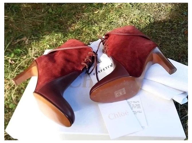 Stivaletti Chloé Borgogna in pelle e scamosciata Bordò - vista 2