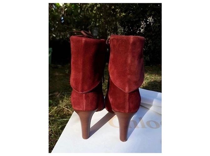 Stivaletti Chloé Borgogna in pelle e scamosciata Bordò - vista 3
