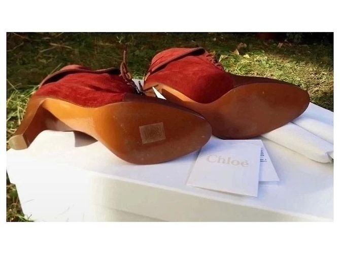 Stivaletti Chloé Borgogna in pelle e scamosciata Bordò - vista 4