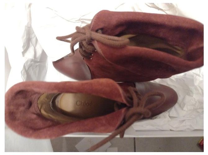 Stivaletti Chloé Borgogna in pelle e scamosciata Bordò - vista 6