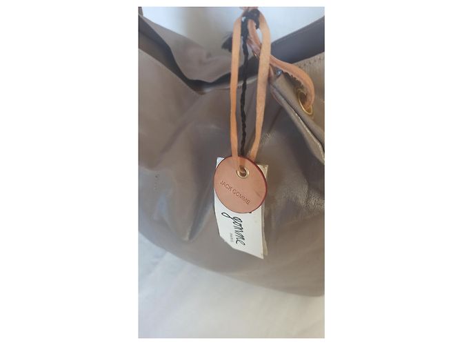 Autre Marque Bolsa tote Jack Levant Ligne Light bege de linho e couro - vista 10