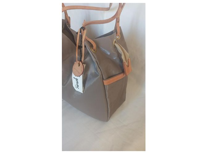 Autre Marque Bolsa tote Jack Levant Ligne Light bege de linho e couro - vista 12