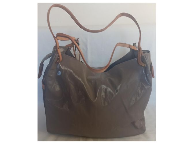 Autre Marque Bolsa tote Jack Levant Ligne Light bege de linho e couro - vista 2