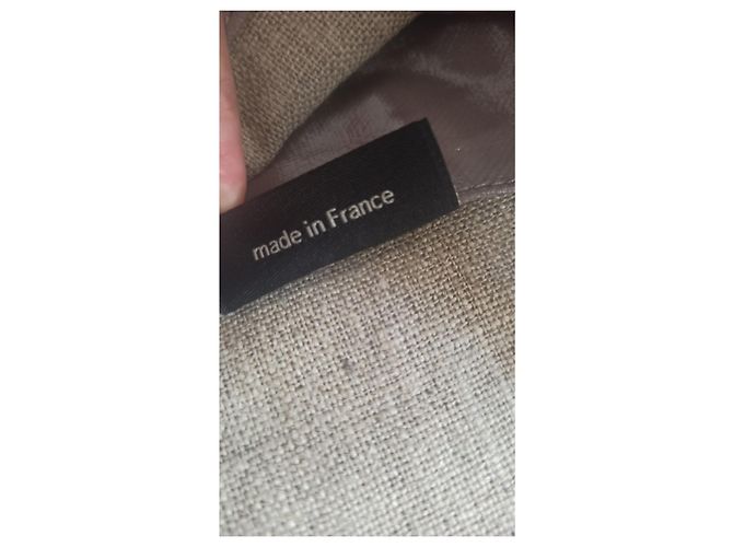 Autre Marque Bolsa tote Jack Levant Ligne Light bege de linho e couro - vista 3
