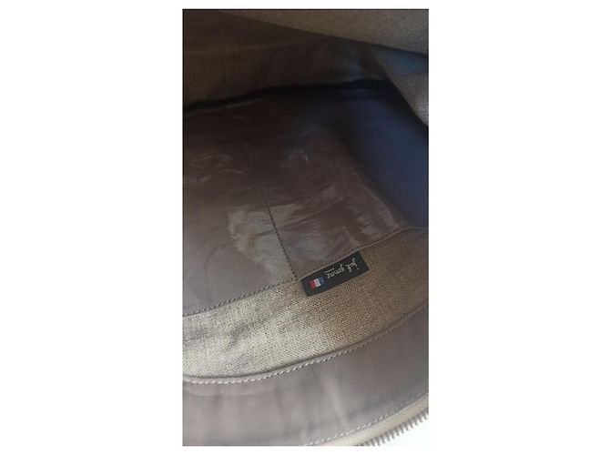Autre Marque Bolsa tote Jack Levant Ligne Light bege de linho e couro - vista 4