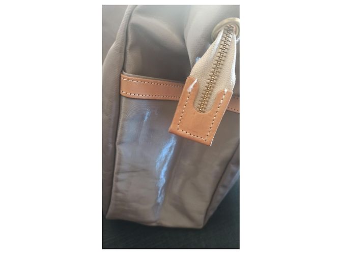 Autre Marque Bolsa tote Jack Levant Ligne Light bege de linho e couro - vista 5