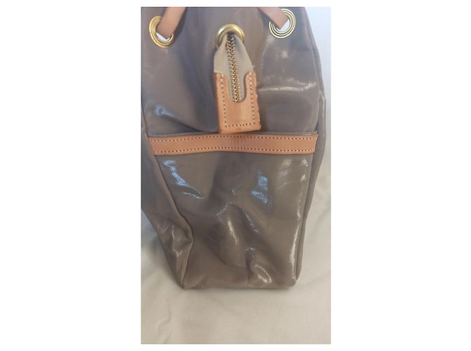 Autre Marque Bolsa tote Jack Levant Ligne Light bege de linho e couro - vista 8