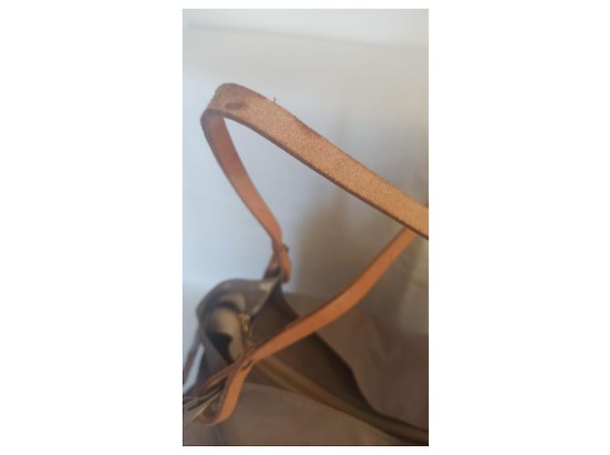 Autre Marque Bolsa tote Jack Levant Ligne Light bege de linho e couro - vista 9