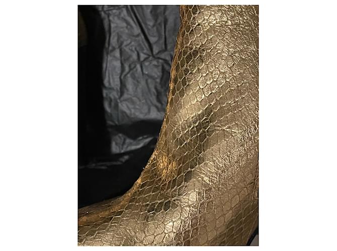 Saint Laurent Python Effect Leather Boots Gold Golden - view 4