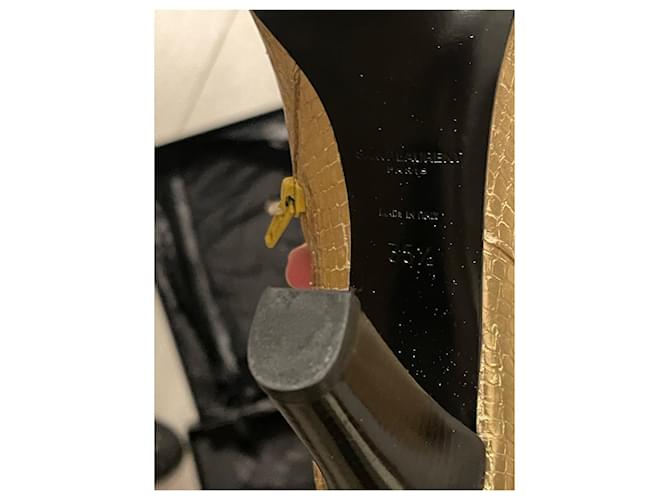 Saint Laurent Python Effect Leather Boots Gold Golden - view 6