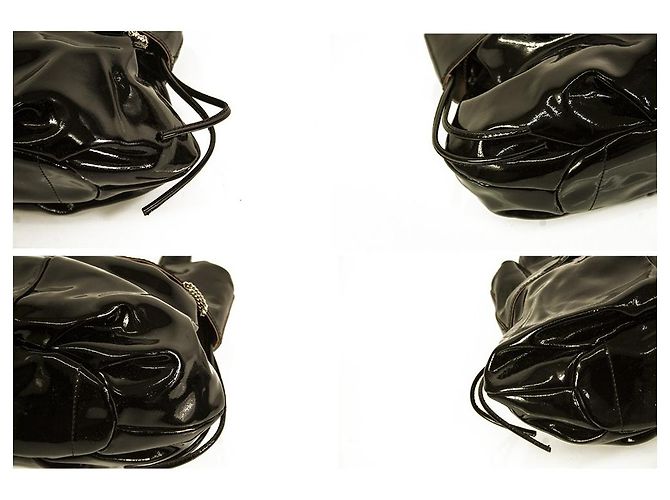 Blumarine Schwarzes Lackleder gefütterte Griffe B Charm Kleine Handtaschentasche - Ansicht 4
