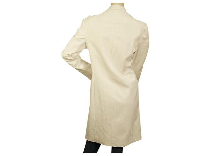 Versace Mezcla de algodón blanco Recorte de encaje Gancho y ojo sin cuello Abrigo frontal sz 48 - vista 2