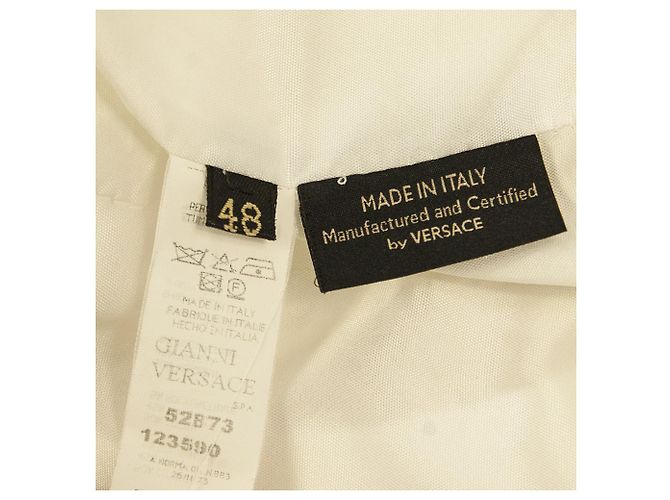 Versace Mezcla de algodón blanco Recorte de encaje Gancho y ojo sin cuello Abrigo frontal sz 48 - vista 4