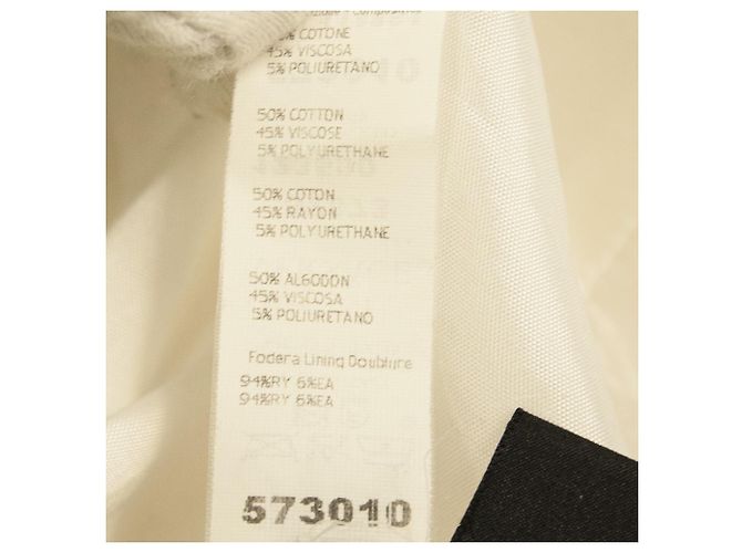 Versace Mezcla de algodón blanco Recorte de encaje Gancho y ojo sin cuello Abrigo frontal sz 48 - vista 5