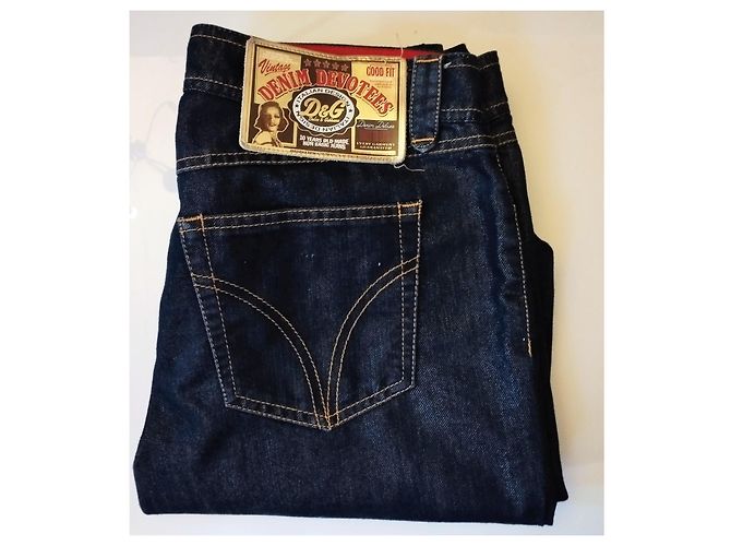 DOLCE & GABBANA JEANS DEVOTEES RAW SILVER INTERIOR CHERRY W30l34 T 42/44 Azul marino - vista 2