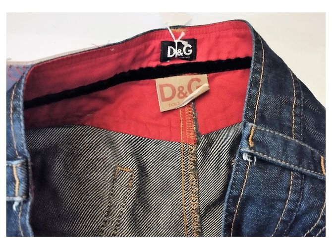 DOLCE & GABBANA JEANS DEVOTEES RAW SILVER INTERIOR CHERRY W30l34 T 42/44 Azul marino - vista 7