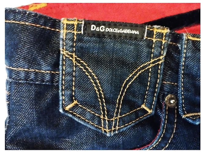 DOLCE & GABBANA JEANS DEVOTEES RAW SILVER INTERIOR CHERRY W30l34 T 42/44 Azul marino - vista 8
