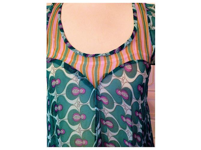 ANTIK BATIK KLEID KLEID FOLK DELICE gefüttert SEIDE PFANNEN ABEND TS ODER T 36/38 Hellblau - Ansicht 10