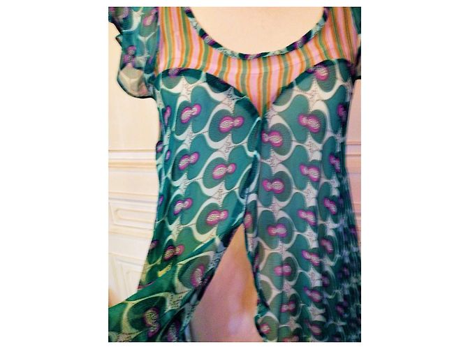 ANTIK BATIK KLEID KLEID FOLK DELICE gefüttert SEIDE PFANNEN ABEND TS ODER T 36/38 Hellblau - Ansicht 11