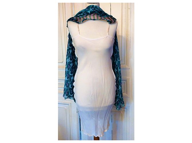 ANTIK BATIK KLEID KLEID FOLK DELICE gefüttert SEIDE PFANNEN ABEND TS ODER T 36/38 Hellblau - Ansicht 7