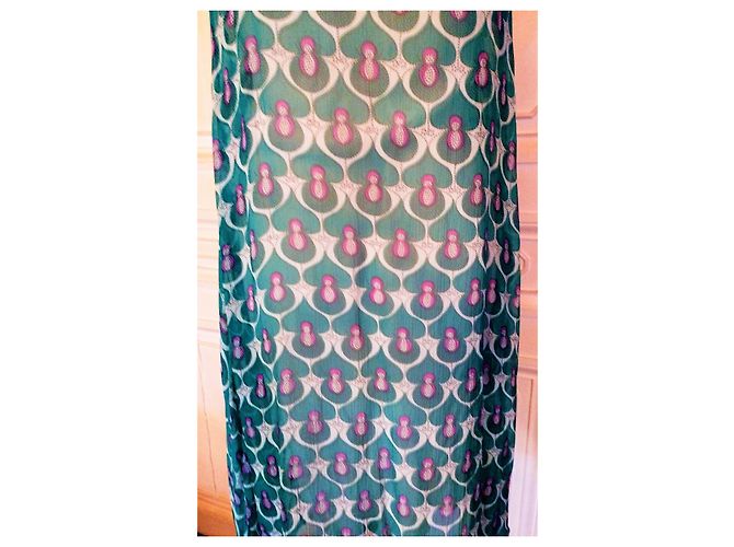 ANTIK BATIK KLEID KLEID FOLK DELICE gefüttert SEIDE PFANNEN ABEND TS ODER T 36/38 Hellblau - Ansicht 8