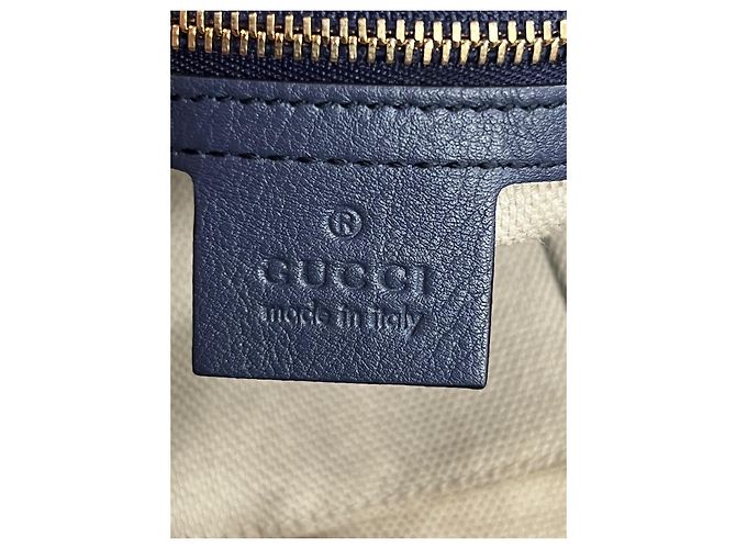 Borsa Gucci blu scuro in cotone - vista 13